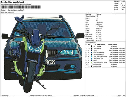 Car And Motorcycle Blue