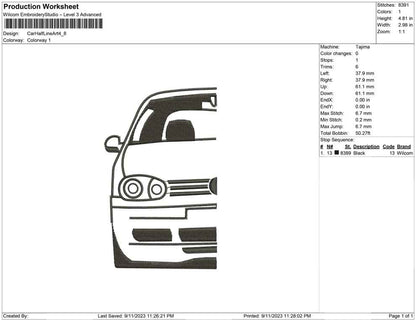 Car Half lineArt