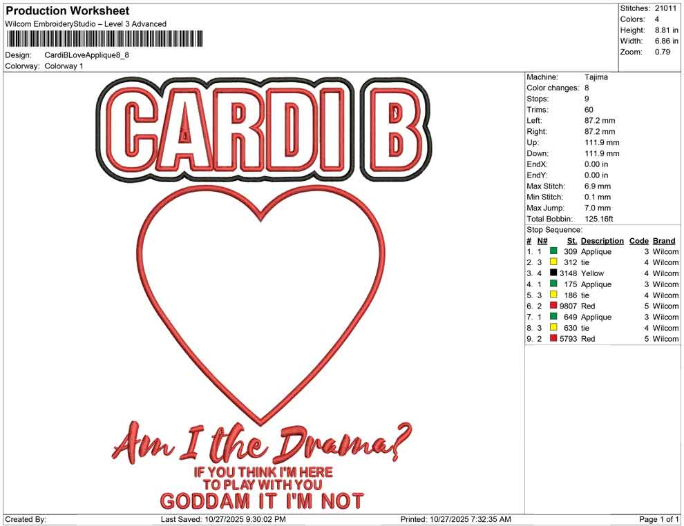 Cardi B Love Applique