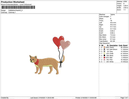 Cat Balloon Hearts