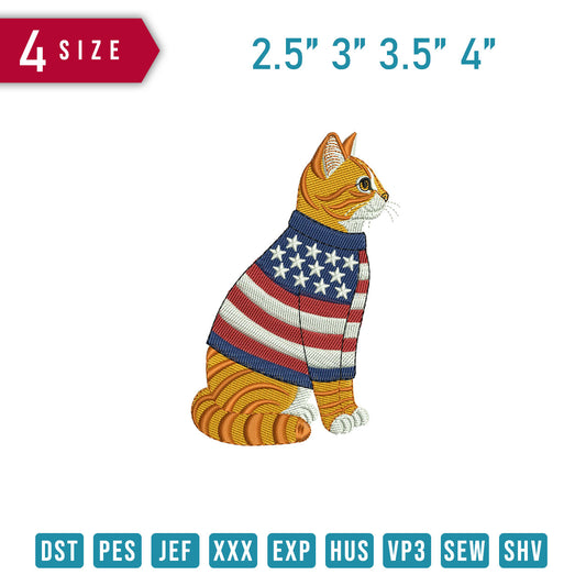 Cat Wearing Usa Sweater B
