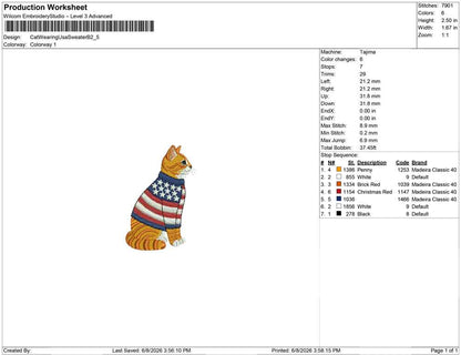 Cat Wearing Usa Sweater B
