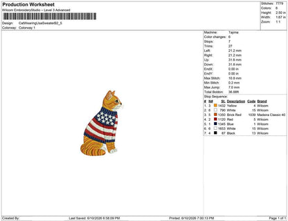 Cat Wearing Usa Sweater B