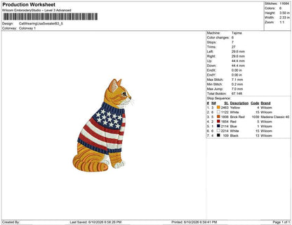 Cat Wearing Usa Sweater B