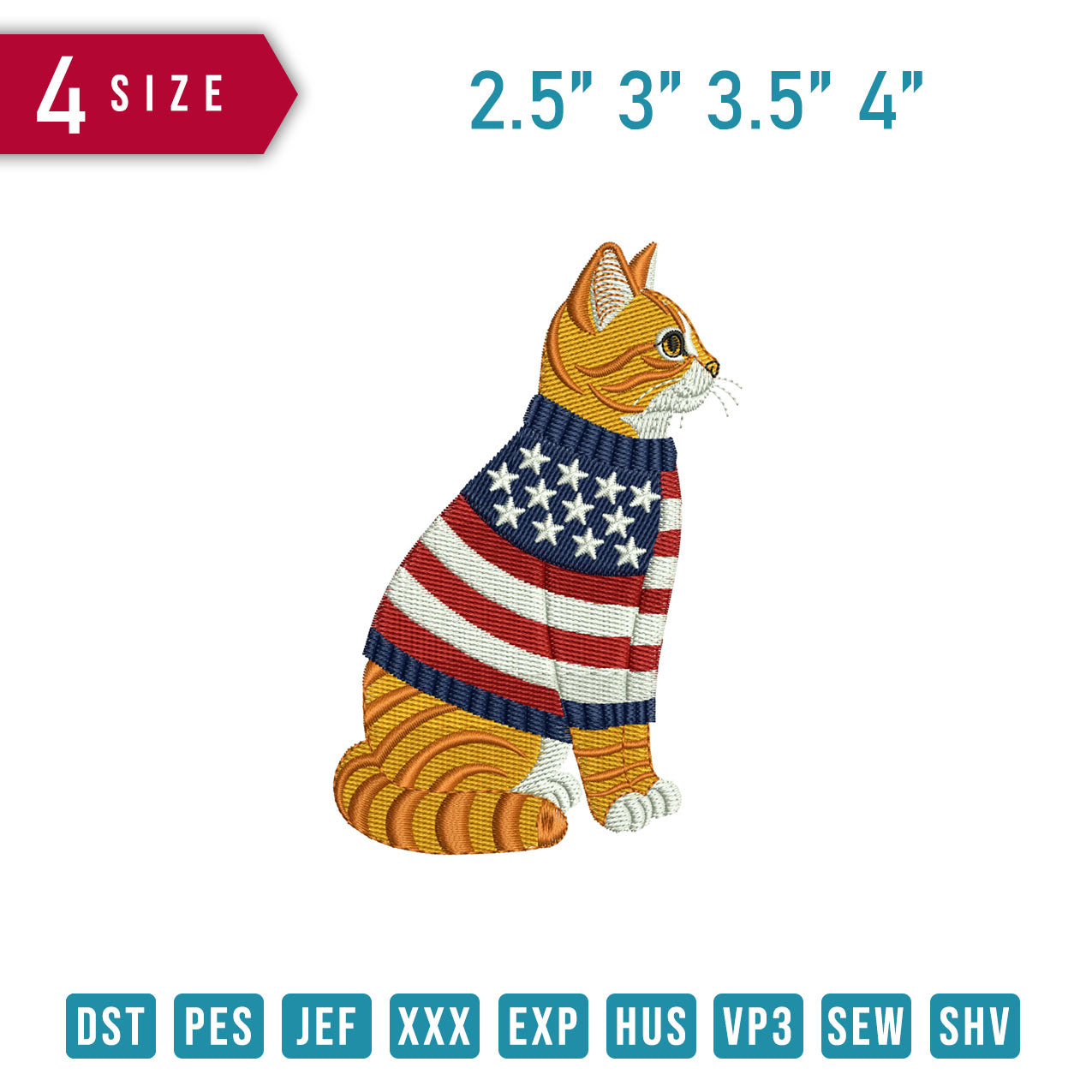 Cat Wearing Usa Sweater B
