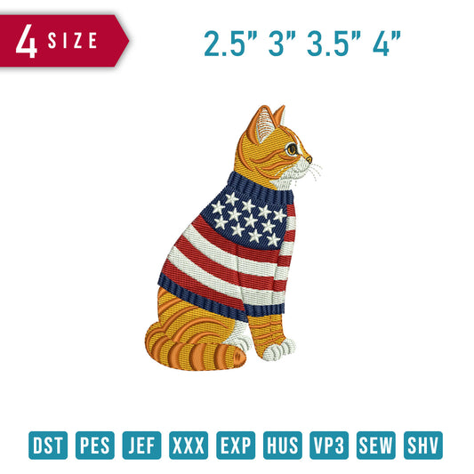 Cat Wearing Usa Sweater B
