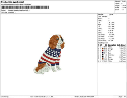 Cavalier Wearing Usa Sweater