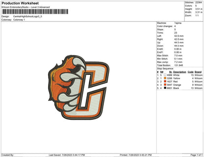 Centtral High School Logo