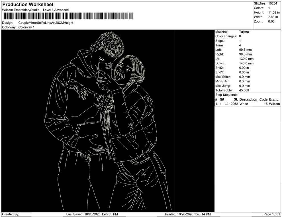 Couple Mirror Selfie Line Art