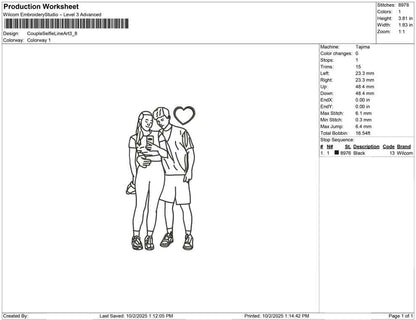Couple Selfie Line Art