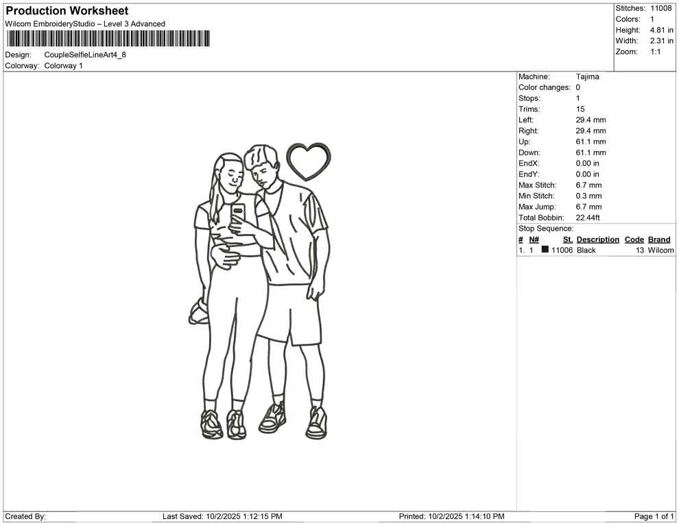 Couple Selfie Line Art