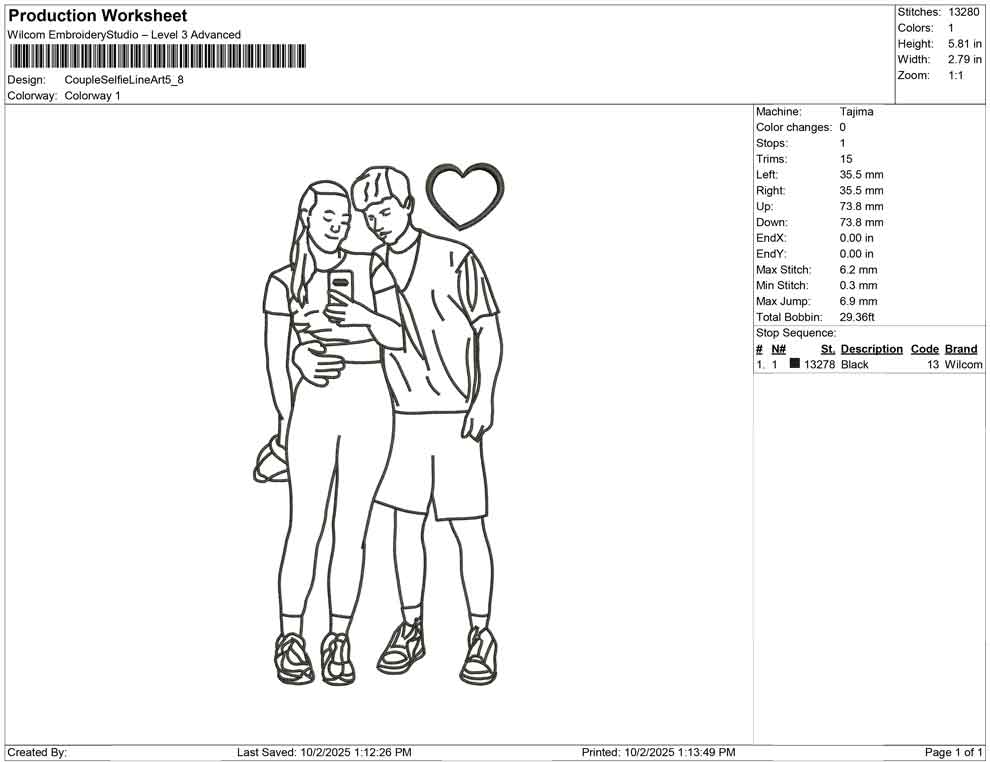 Couple Selfie Line Art