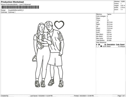 Couple Selfie Line Art