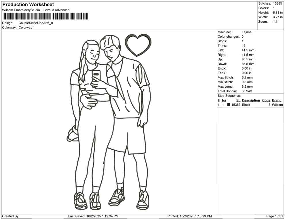 Couple Selfie Line Art
