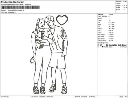 Couple Selfie Line Art