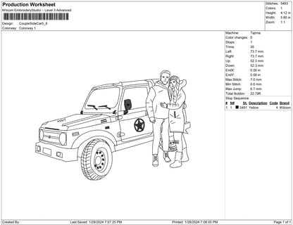 Couple Side the car line Art