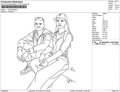 Couple sitting line art
