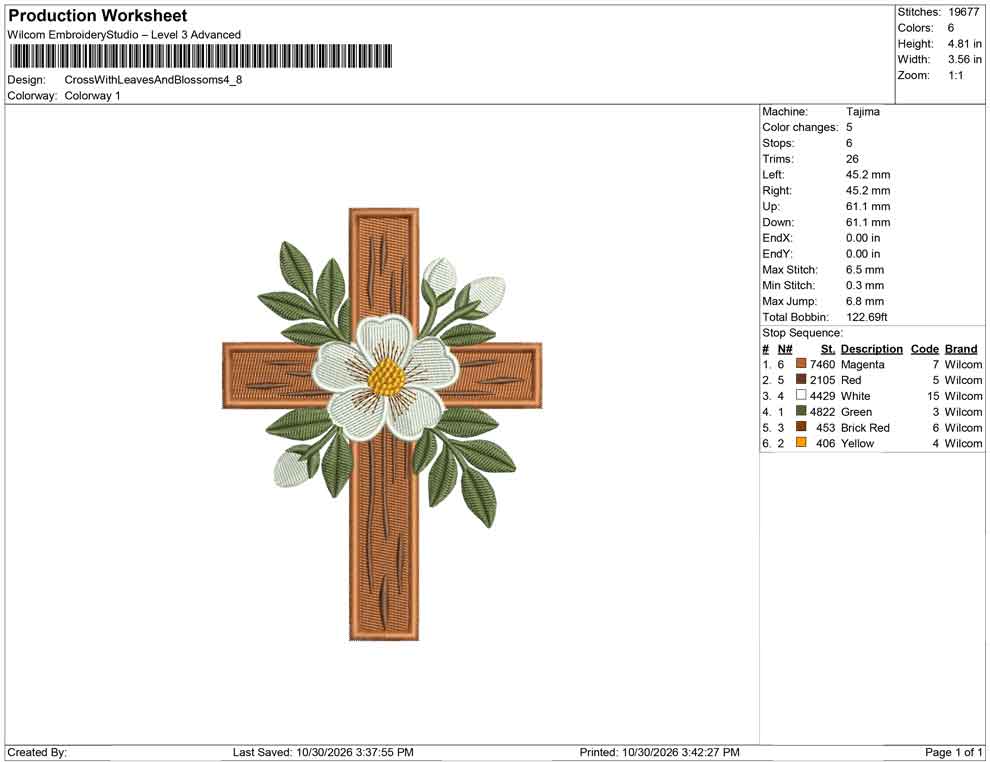Cross With Leaves And Blossoms