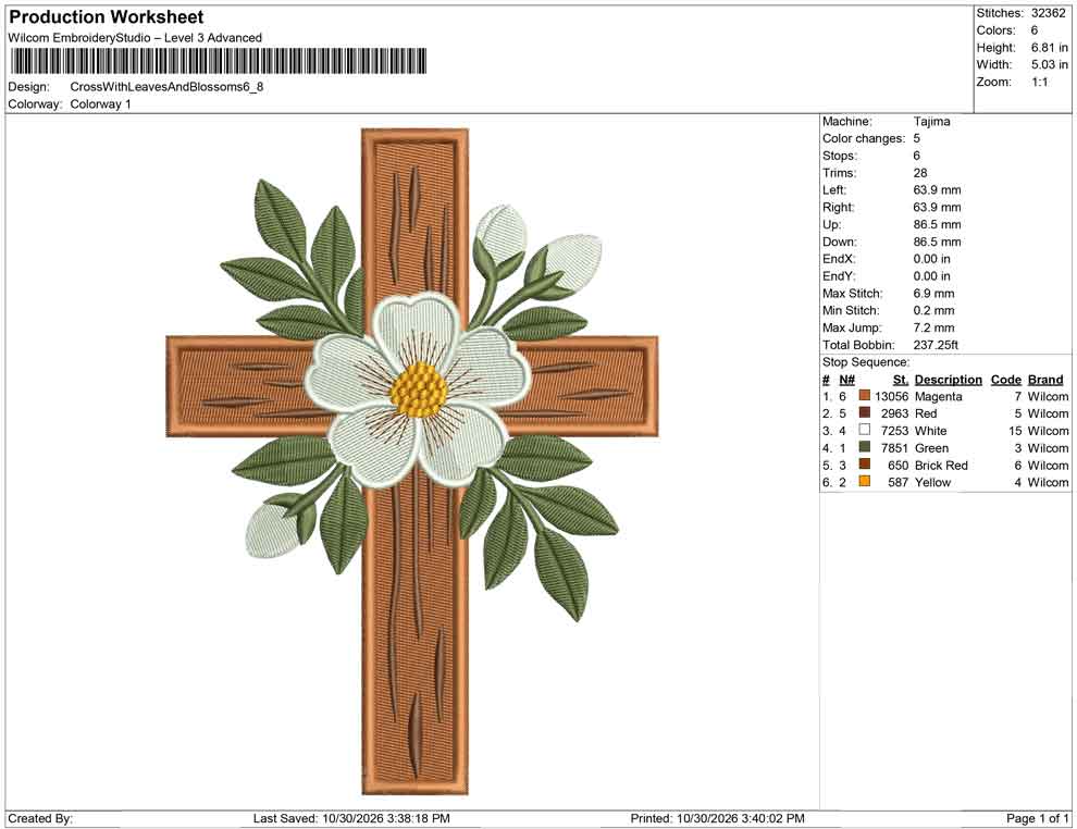 Cross With Leaves And Blossoms