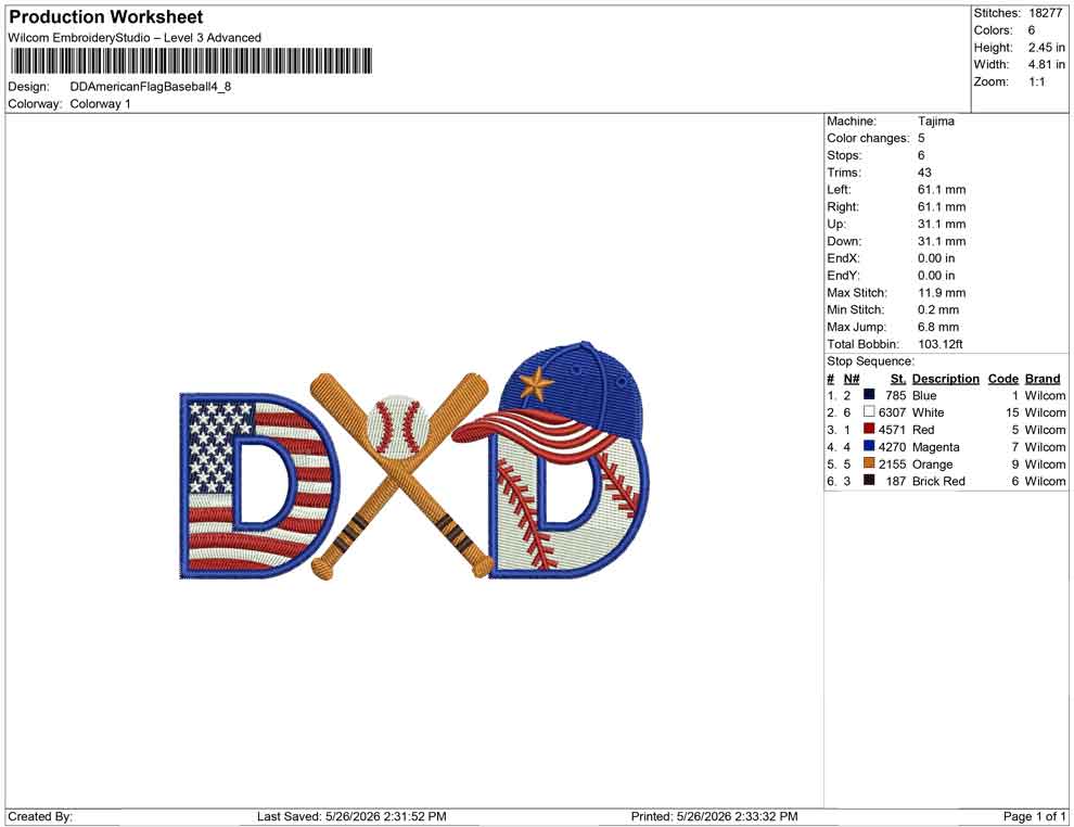 DD American Flag Baseball