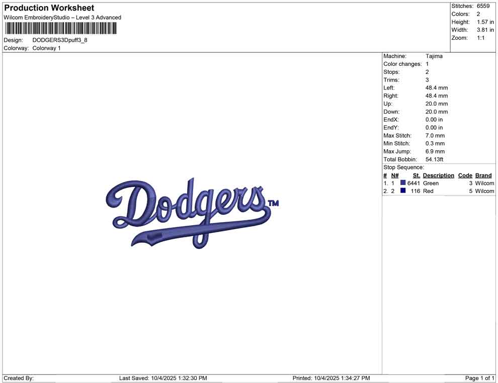 DODGERS 3D puff