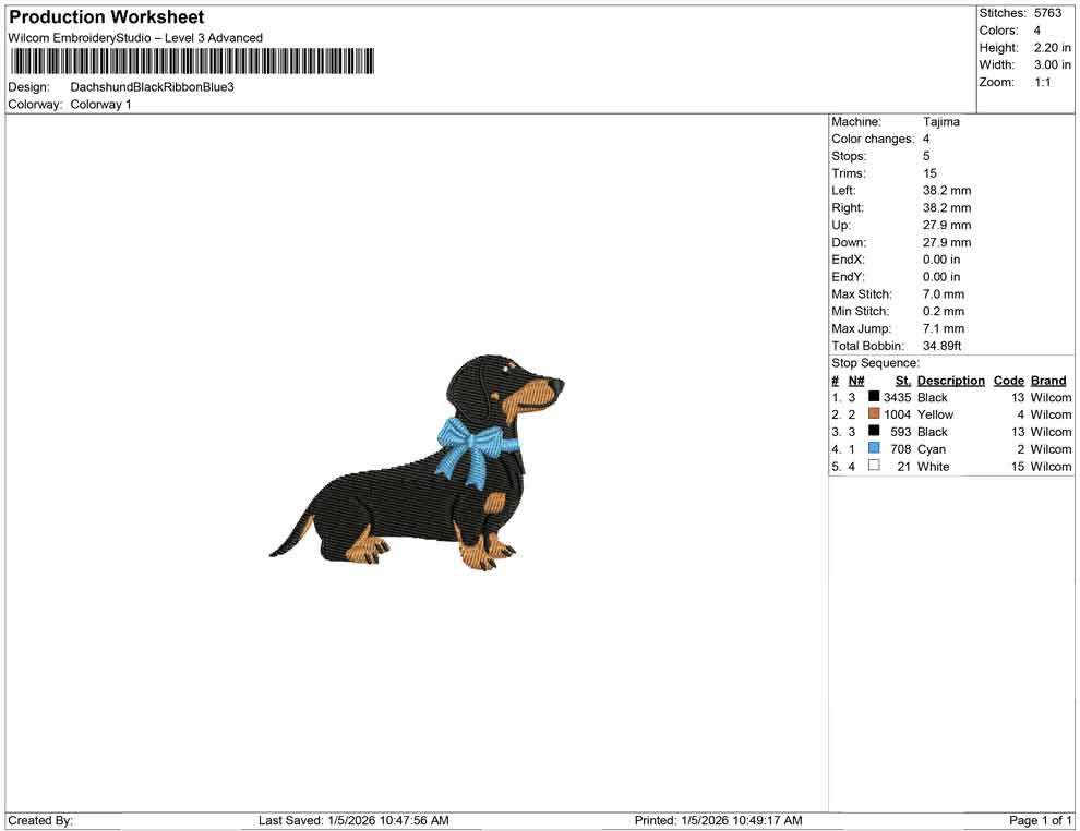 Dachshund Black Ribbon Blue