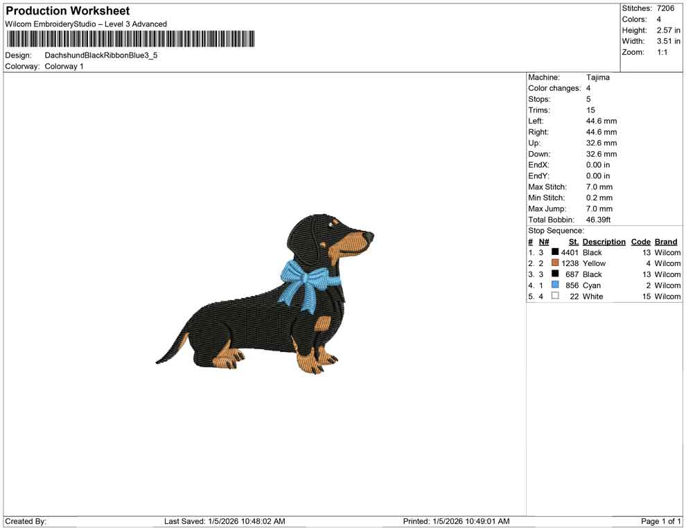 Dachshund Black Ribbon Blue