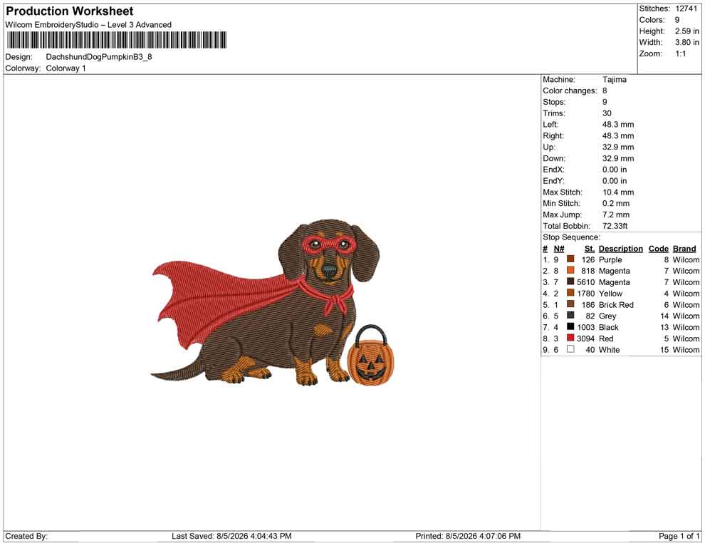 Dachshund Dog Pumpkin B.