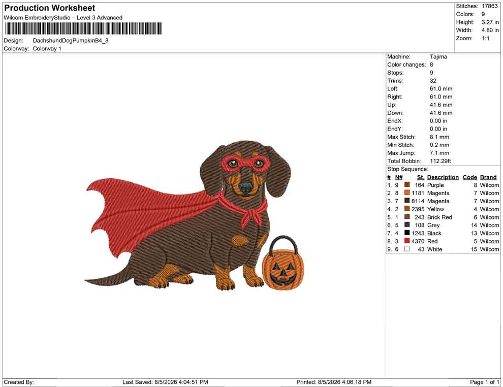 Dachshund Dog Pumpkin B.
