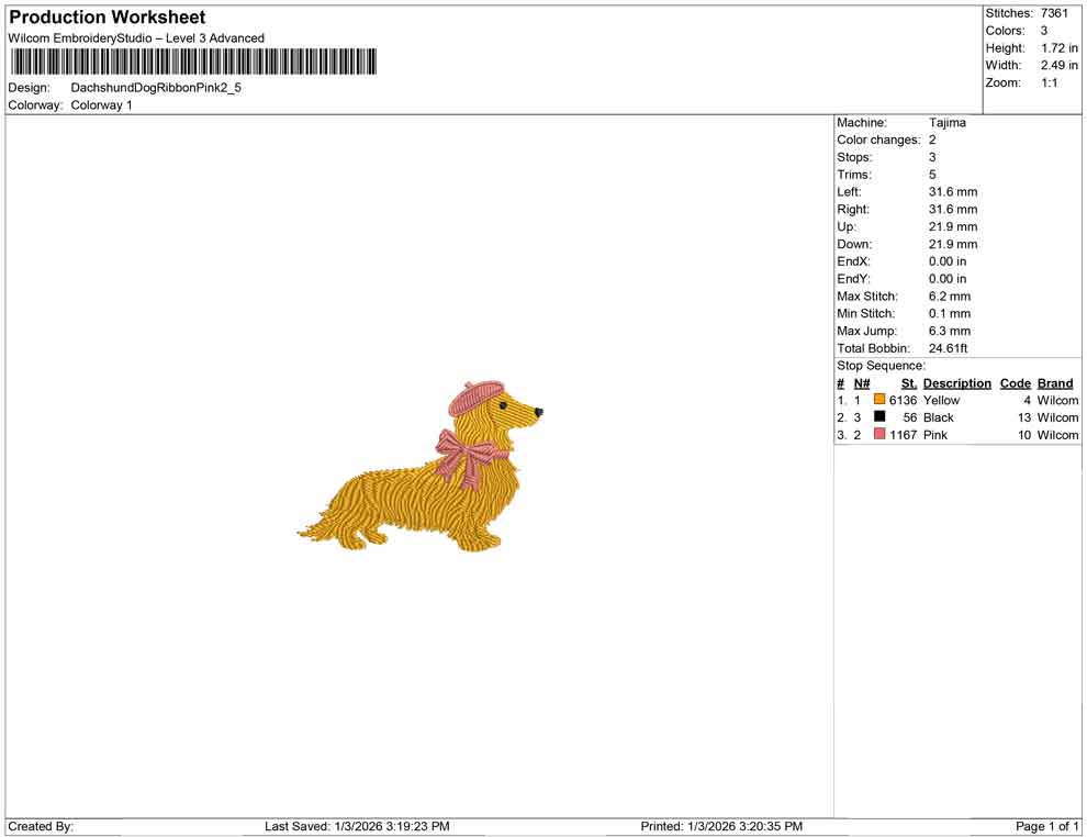 Dachshund Dog Ribbon Pink