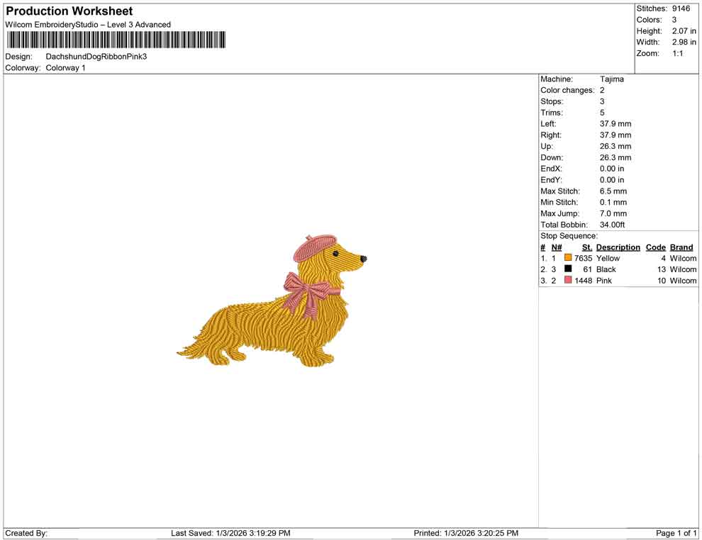 Dachshund Dog Ribbon Pink