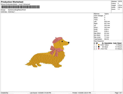 Dachshund Dog Ribbon Pink