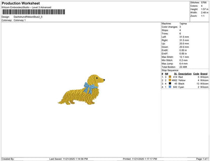 Dachshund Ribbon Blue