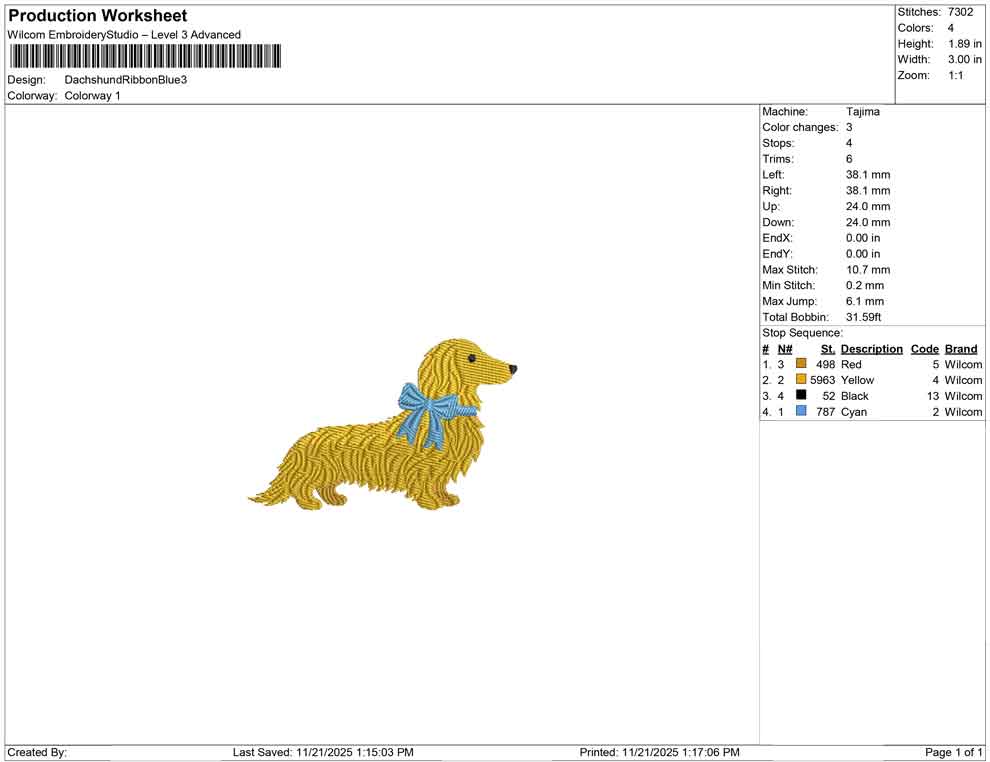 Dachshund Ribbon Blue