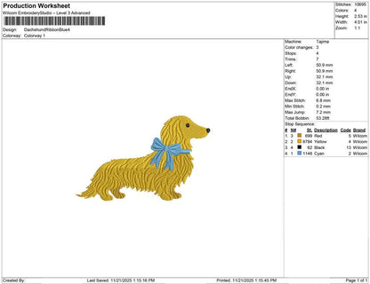 Dachshund Ribbon Blue