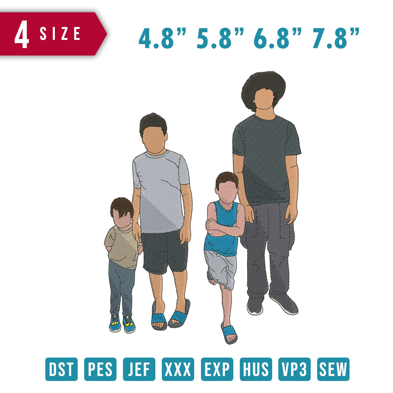 Dad And Children Stand