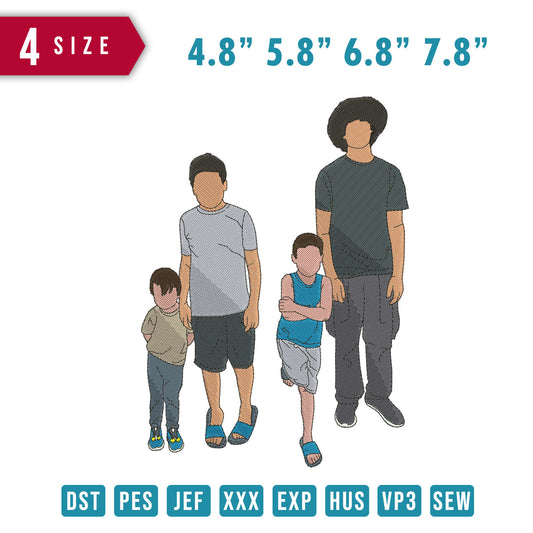 Dad And Children Stand