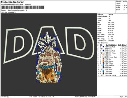 Dad Applique Dragon ballz