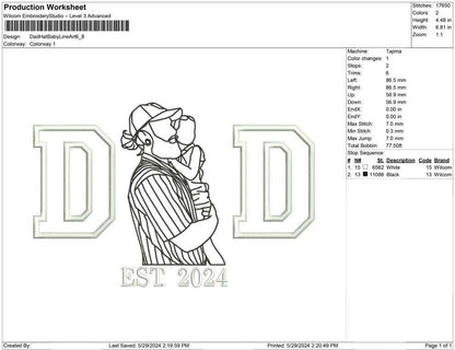 Dad Hat Baby Line Art