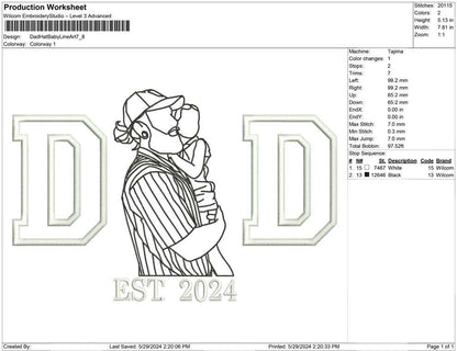 Dad Hat Baby Line Art