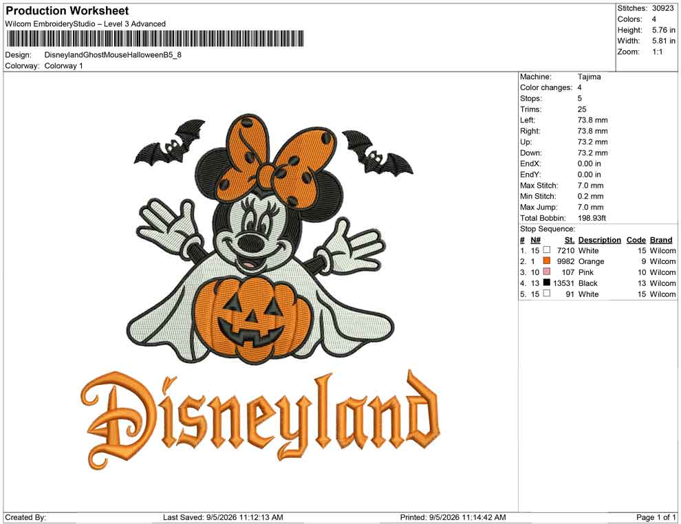 Disneyland Ghost Mouse Halloween B