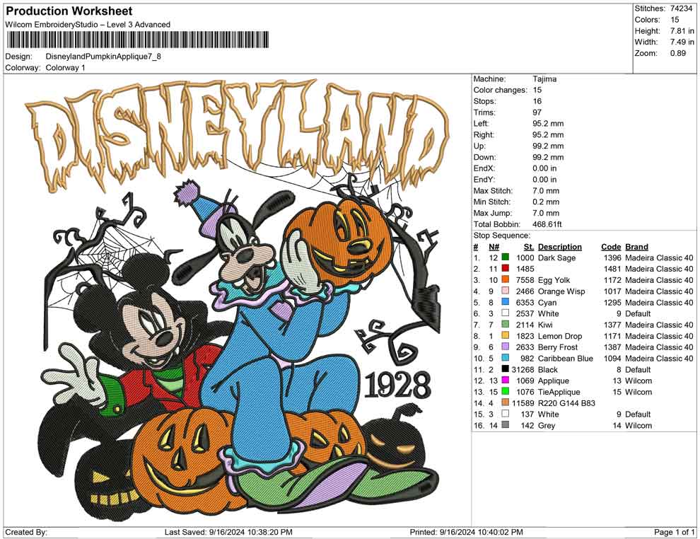 Disneyland Pumpkins Applique