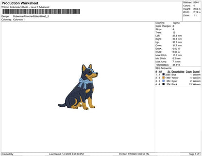 Doberman Pinscher Ribbon Blue