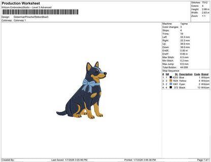 Doberman Pinscher Ribbon Blue