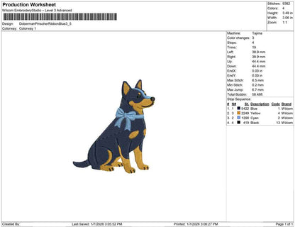 Doberman Pinscher Ribbon Blue