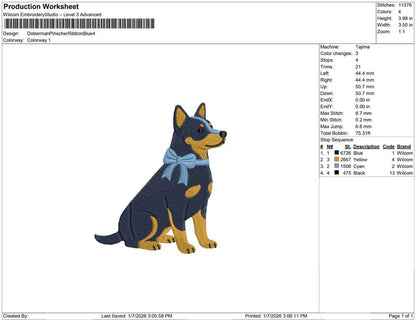 Doberman Pinscher Ribbon Blue