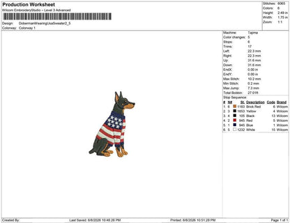 Doberman Wearing Usa Sweater