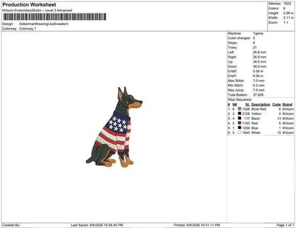 Doberman Wearing Usa Sweater