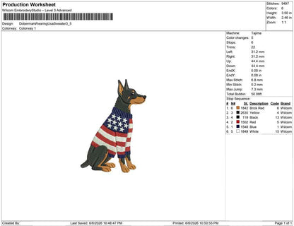 Doberman Wearing Usa Sweater