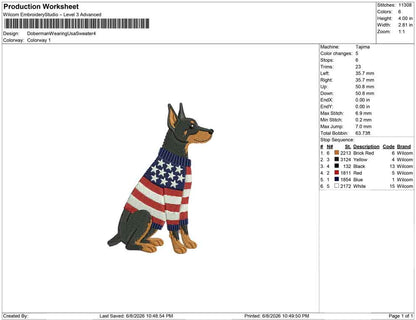 Doberman Wearing Usa Sweater